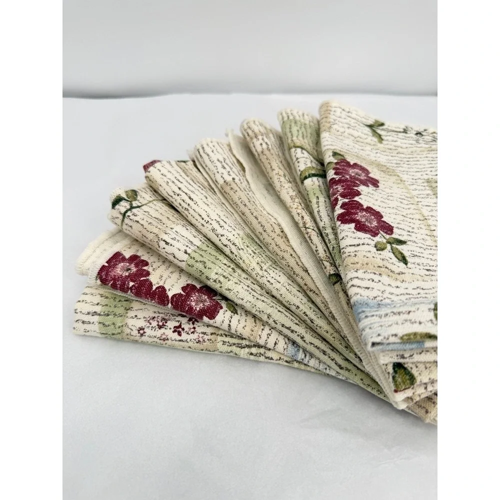 Cloth Napkins Set of 8 Floral Leaf Tapestry Cottagecore Shabby Chic Table Linens